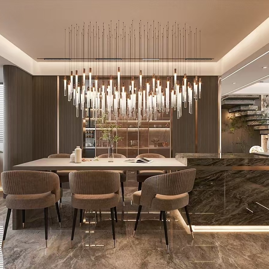 Luxury Villa Restaurant Chandelier Elegant Hotel Lobby Reception Desk Pendant Light Water Bar Island Counter Pendant Light