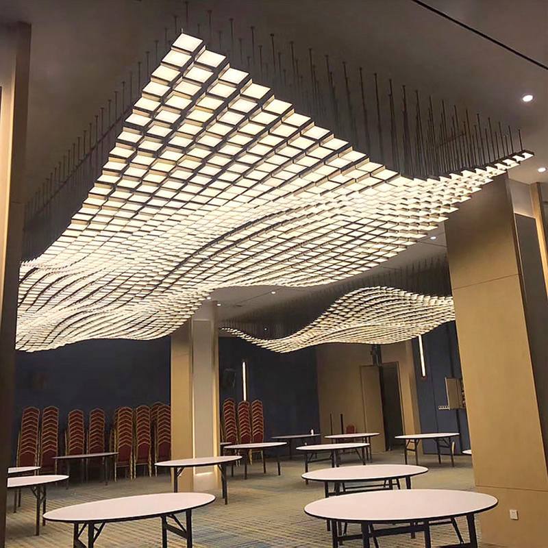 Hotel Lobby Banquet Hall Villa Project Lighting Wave Art Acrylic Lamp Nordic Large Chandelier