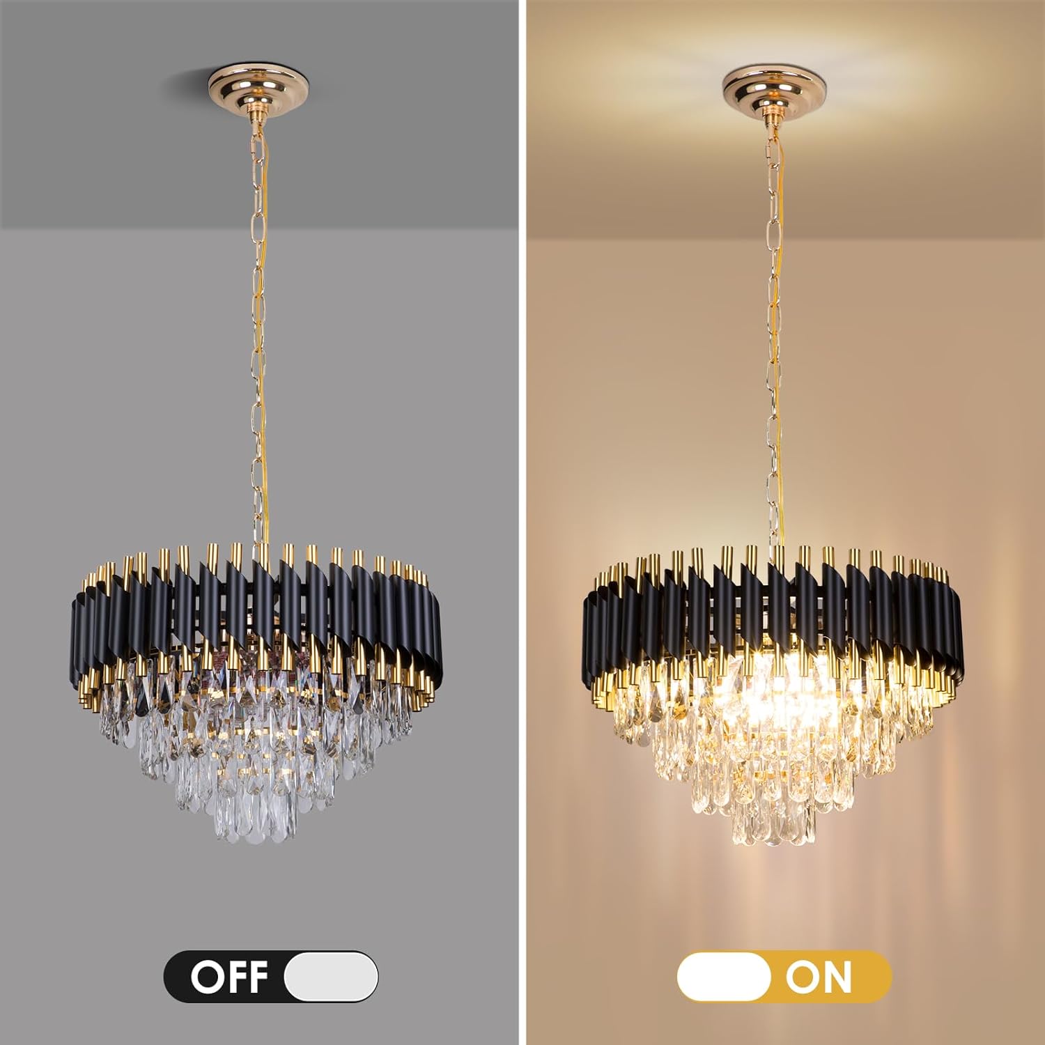 Custom Nordic Luxury Hotel Stairs Wedding Decor Black Gold Crystal Large Pendant Lights High Ceiling Luxury Chandeliers