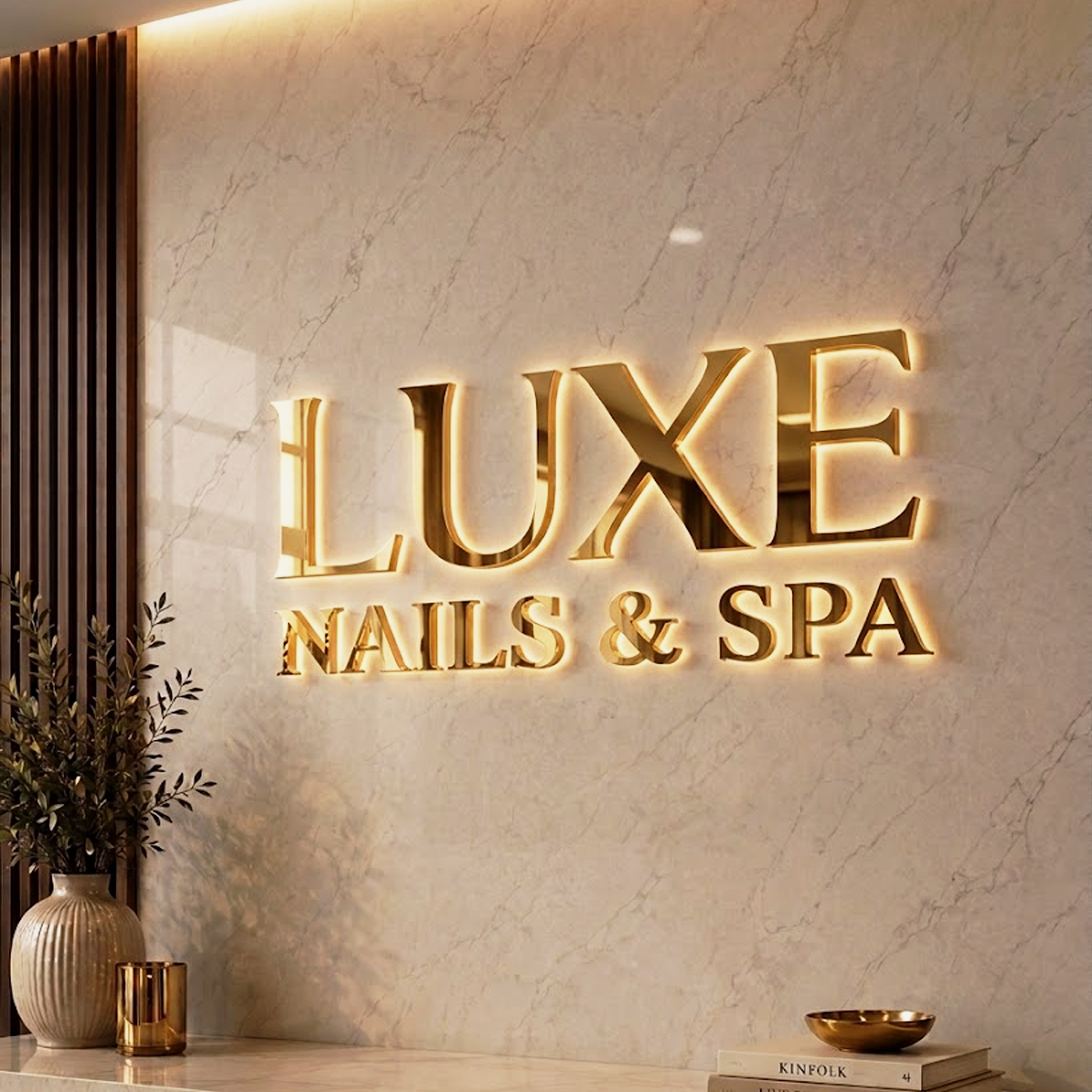 Factory Wholesale Custom Business 3d Backlit Logo Channel Wooden Acrylic Led Letters Sign For Beauty Salon