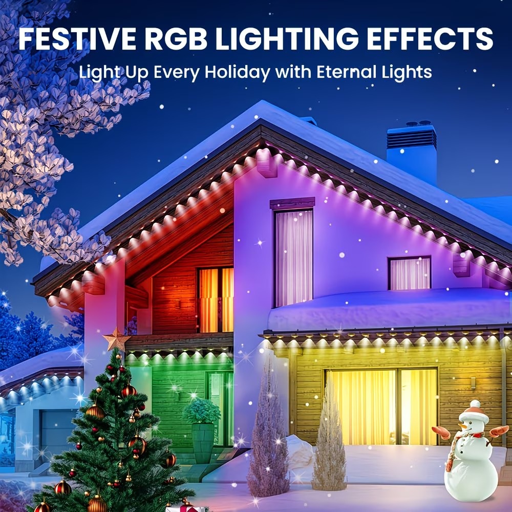 Addressable LED Eave Lights Outdoor IP67 Waterproof Wireless Control Easy Installation Color Changing Facade Roof Wall Christmas