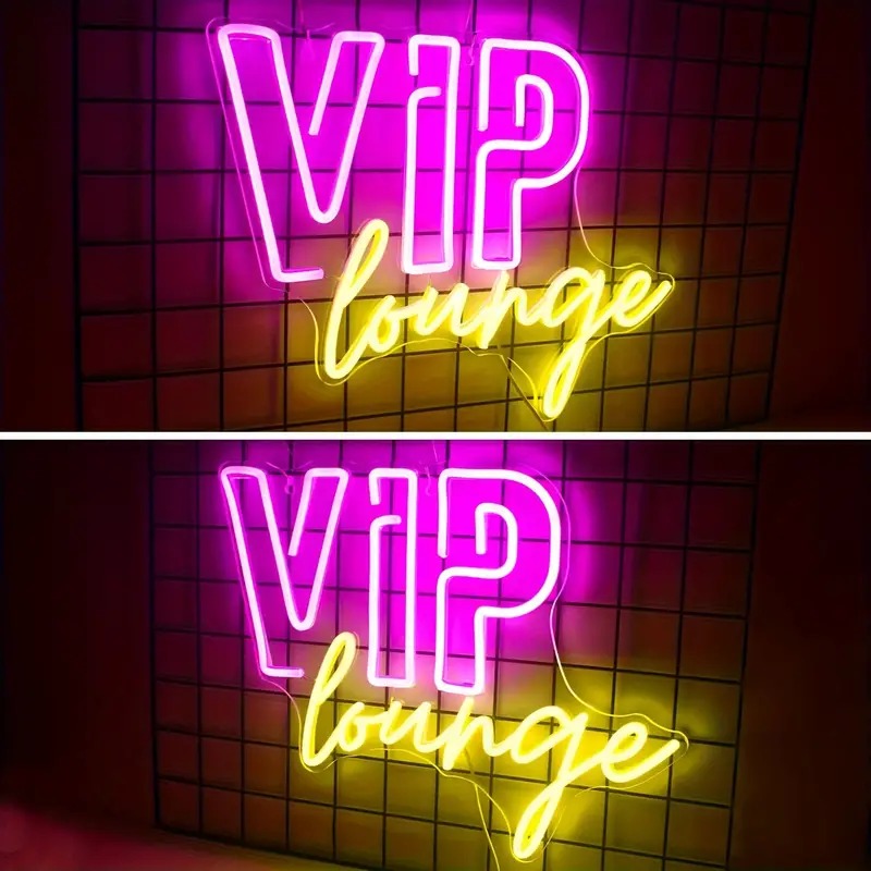 Custom VIP Lounge Neon Sign USB Powered LED Wall Light with Plastic Body for Bar, Club, Game Room, Personalized Neon Decoration