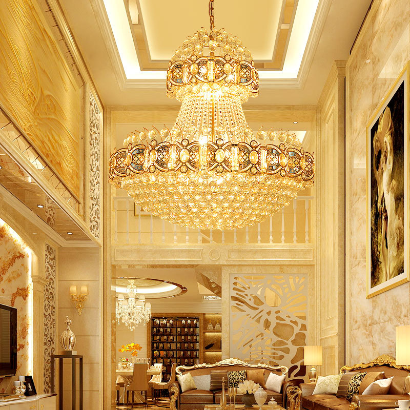 villa retest building living room large Luxury custom led gold mosque crystal chandelier light