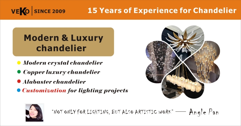 VEKO Clear cognac Smokey Glass Chandelier Staircase Hotel Lobby Art Glass High Ceiling Lamp Project Modern Chandelier
