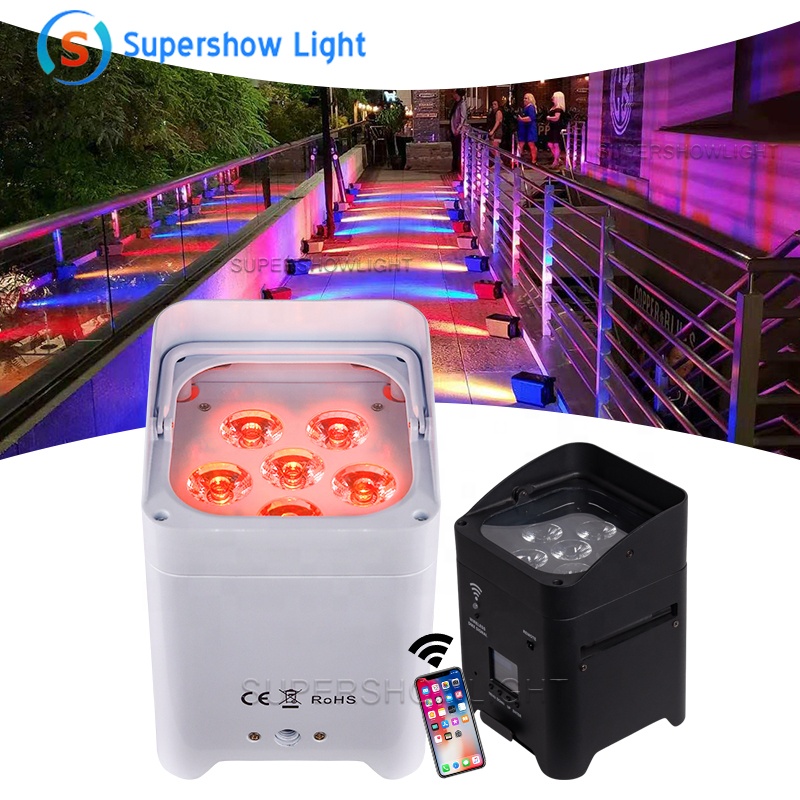 Hot Sale Rechargeable 6x18w 6 In 1 RGBW UV Led Uplights Stage Par Party Battery Operated Wireless Par Led Wedding Dj Uplights