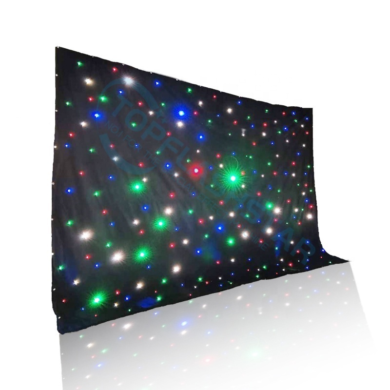 Stage Backdrops LED STAR Curtain Cloth Lights - RGBW DMX Control Double-Layer Velvet Curtain 30W for Wedding KTV Bar Photography