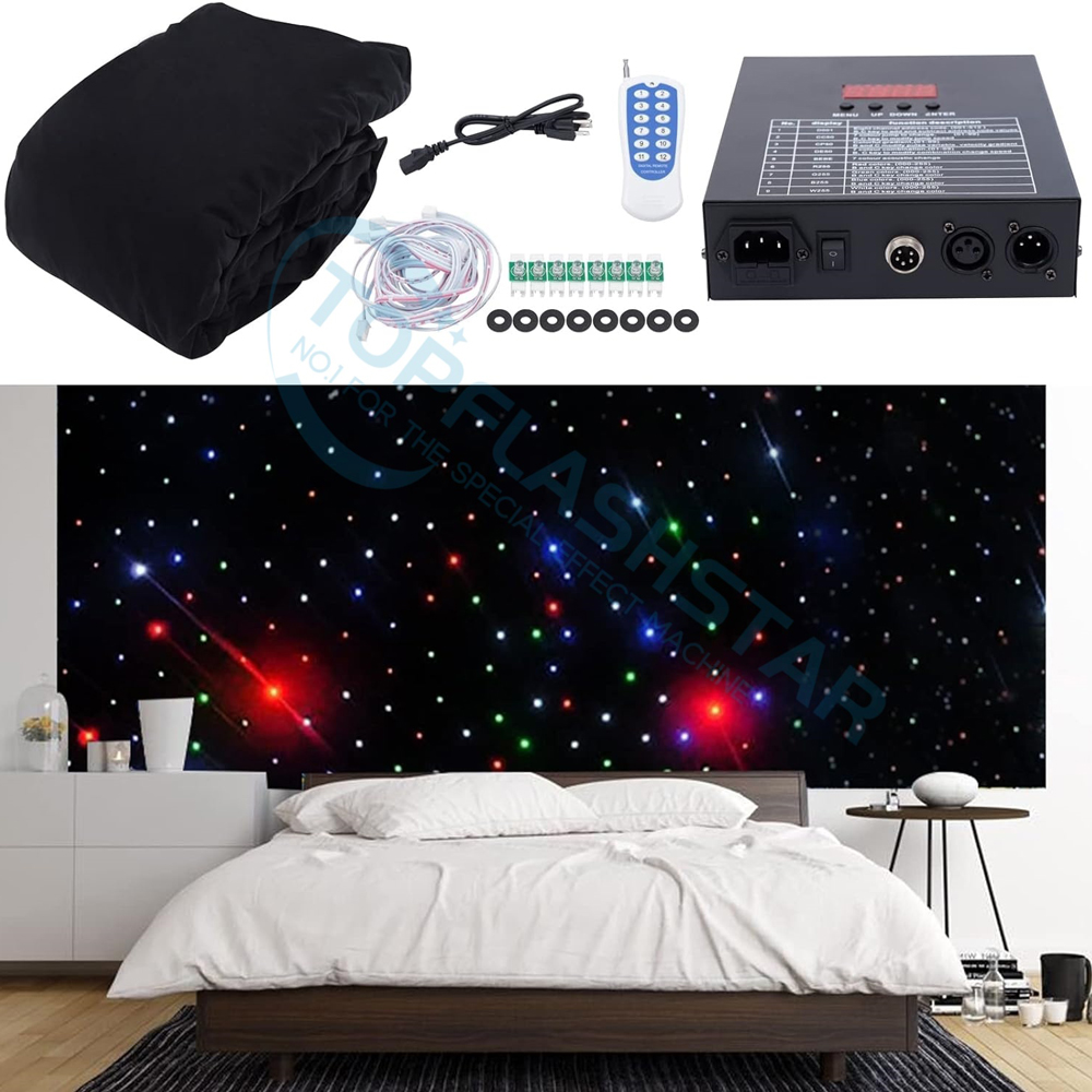 Stage Backdrops LED STAR Curtain Cloth Lights - RGBW DMX Control Double-Layer Velvet Curtain 30W for Wedding KTV Bar Photography