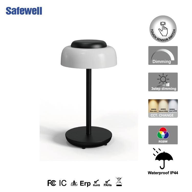 Modern Rechargeable Battery-Powered LED Ambient Table Lamp IP44 Waterproof for Outdoor/Indoor Use in Bars and Hotels