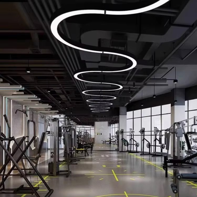 Modern Creative Snake Shape LED Linear Ceiling Pendant Light Iron Construction 110 Beam Angle For Office Supermarket Gym