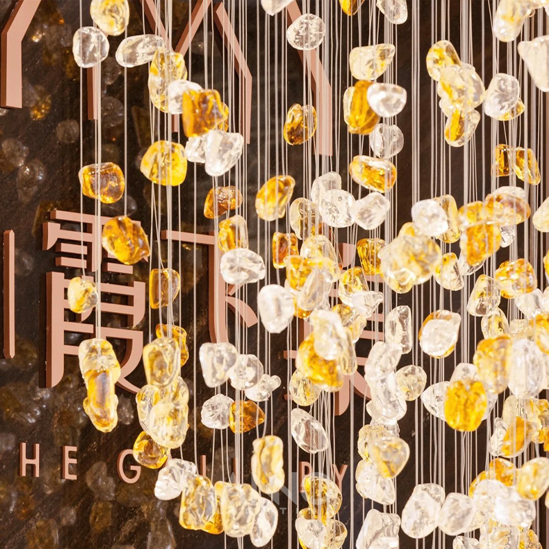 ANNO Large Size Luxury Crystal Chandelier Sales Office Gold Chandelier Stone Chandelier