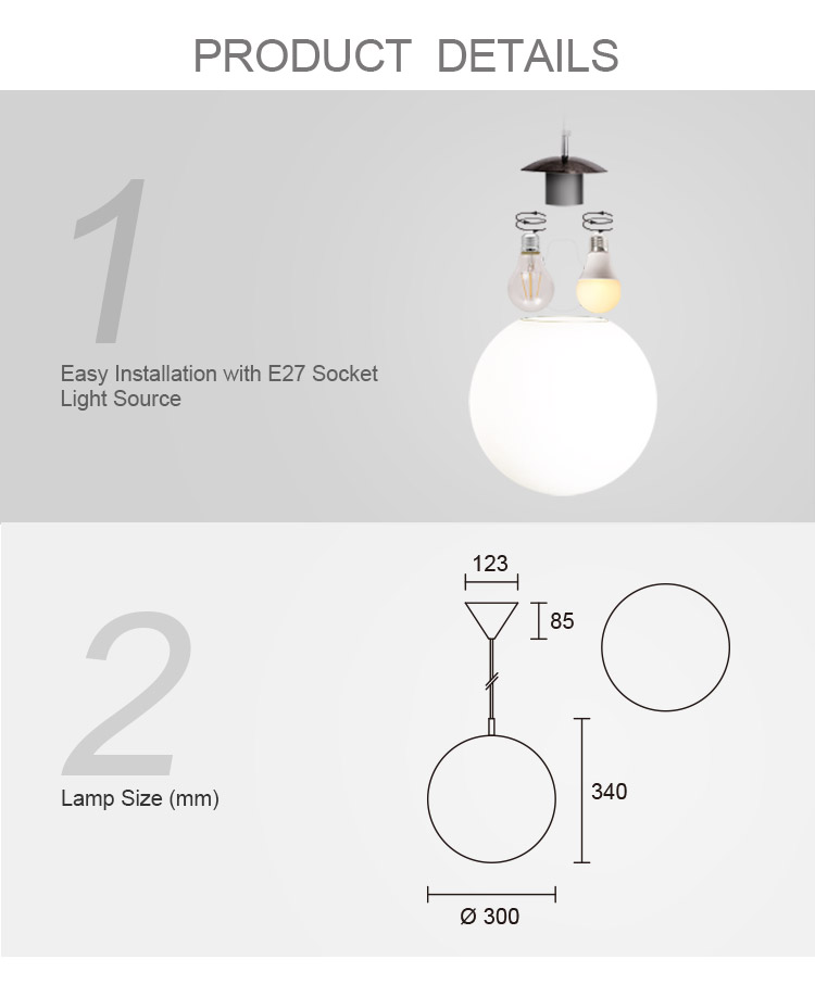 Modern Edison Bulb Chandeliers E27 Glass Ball Pendant Lights