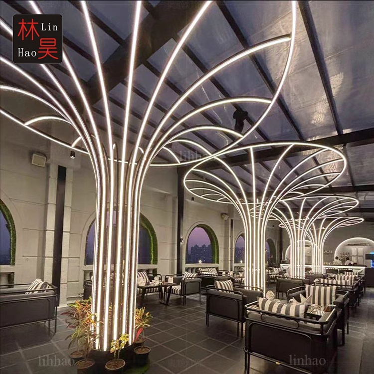 Modern LED Design Dynamic DMX Pillar Light Hotel Restaurant Corridor Bar Nightclub Wedding KTV Hall Atmosphere-Easy Embossed