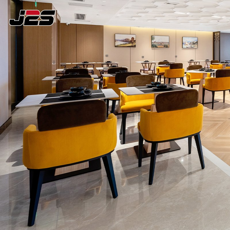 J2s Luxury Restaurant Furniture Set Tables and Upholstered Chairs for Hotel Buffet Area