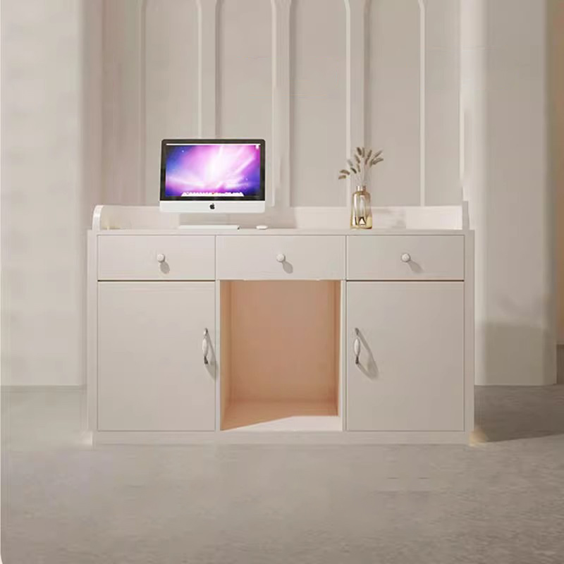 Commercial Boutique Salon Store High Quality Custom Made U Shape Wooden Reception Desk with LED Lighting for Hotel Beauty Salon