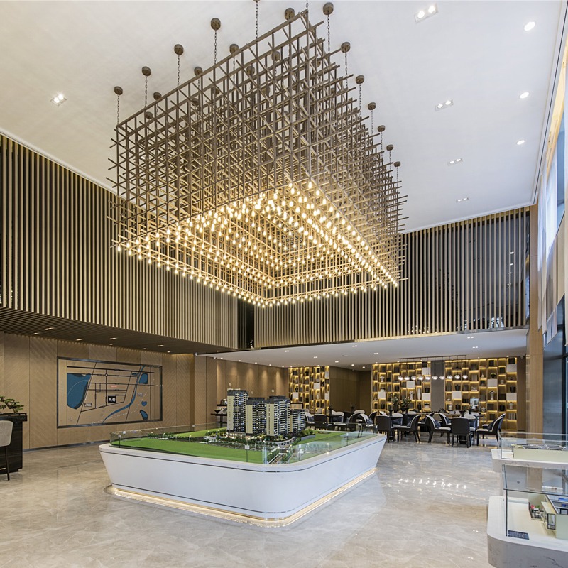 Custom Square Crystal Glass Metal Chandeliers for Property Showroom Mall Reception &amp; Hotel Lobby Lighting-Modern Luxury Design