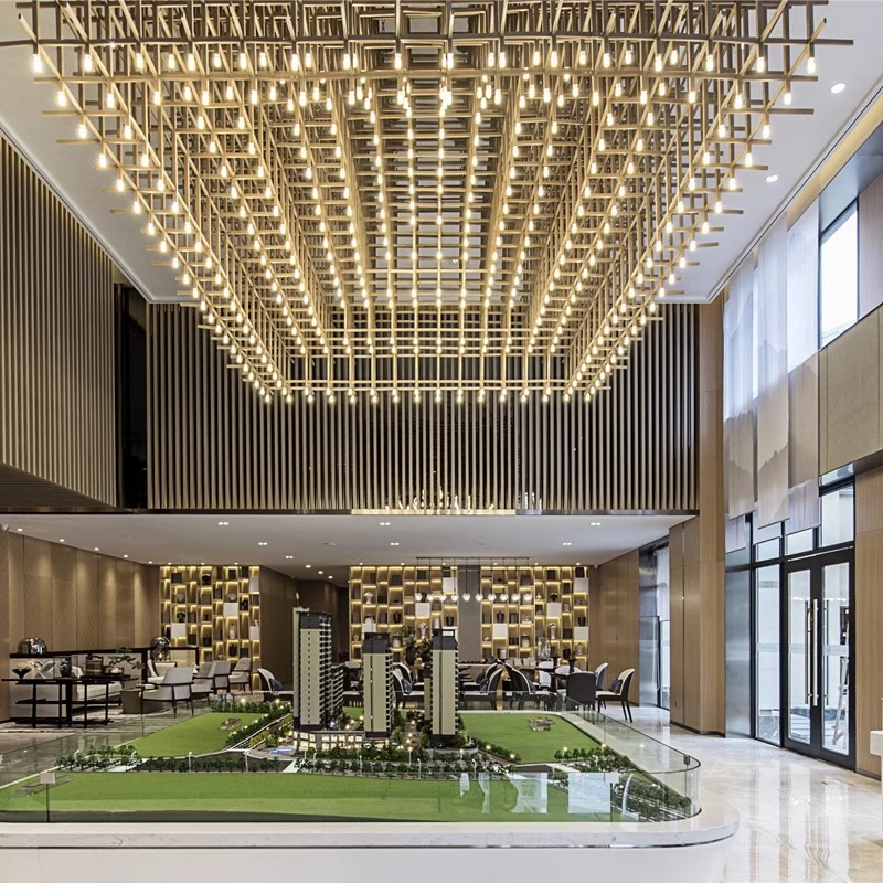Custom Square Crystal Glass Metal Chandeliers for Property Showroom Mall Reception &amp; Hotel Lobby Lighting-Modern Luxury Design