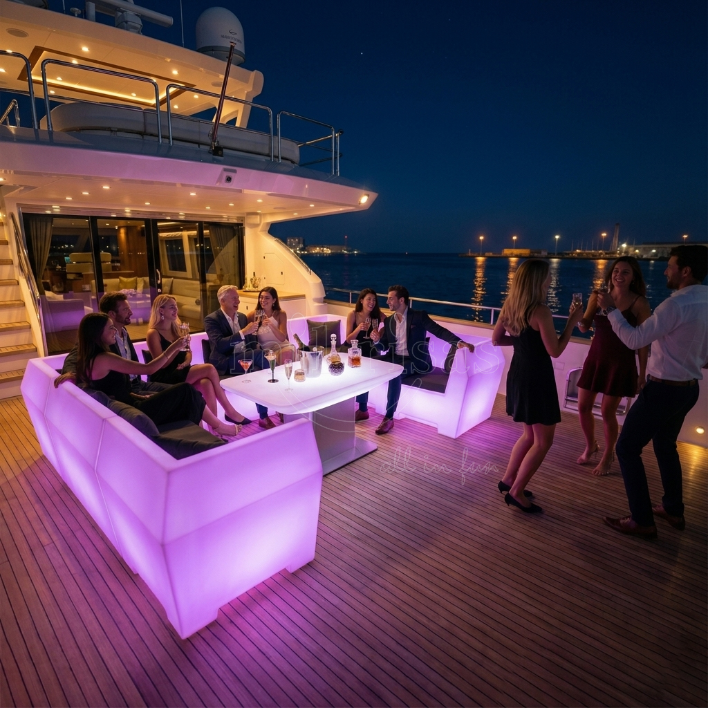 Modular LED Lounge Sofa Set with Illuminated Table for Nightclub VIP Seating Event Rental Bar Hookah Hotel Pool Party Furniture