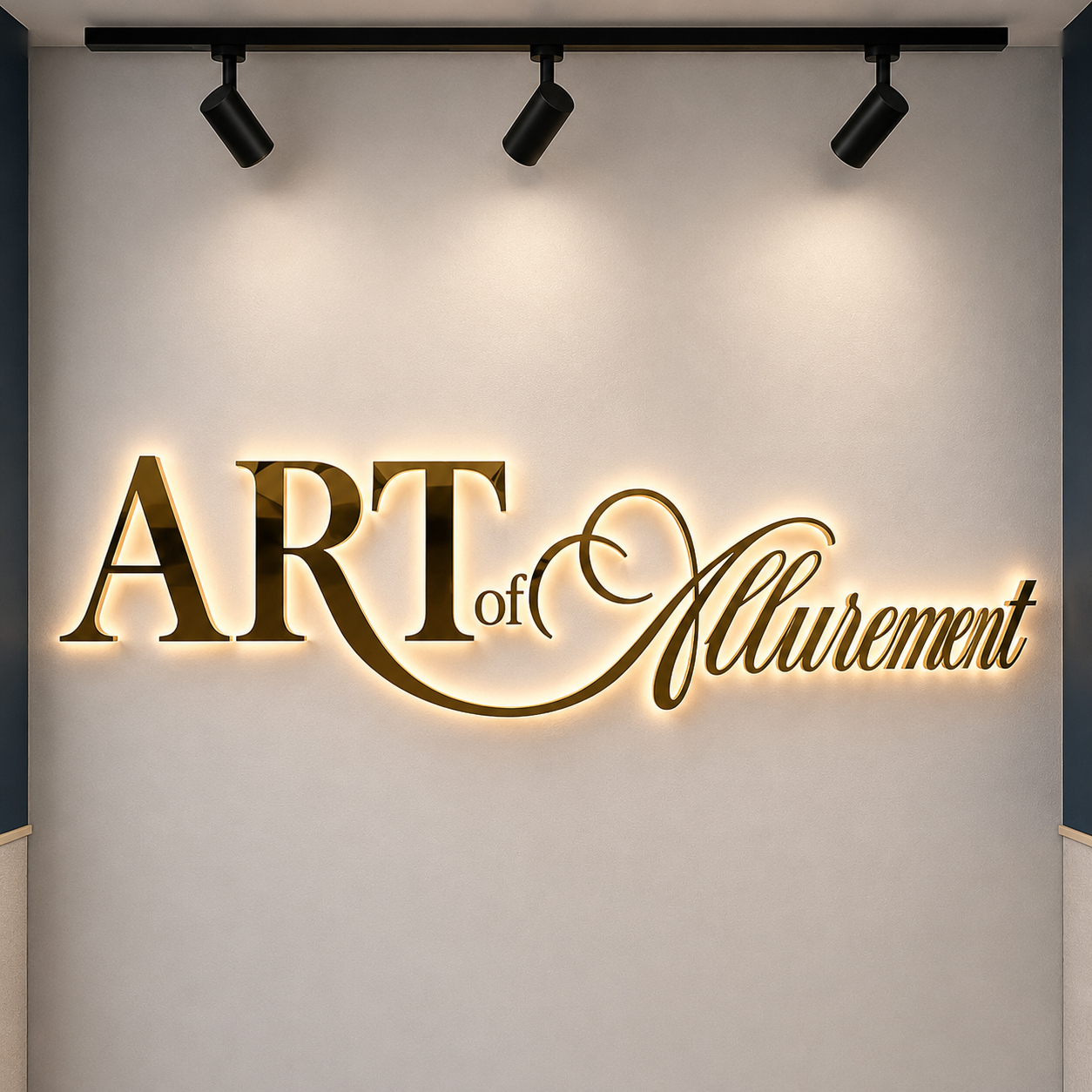 Custom Wholesale Acrylic LED Logo Sign Lighted Letters Gold Wall Signage Illuminated Business Sign For Salon Boutique Spa
