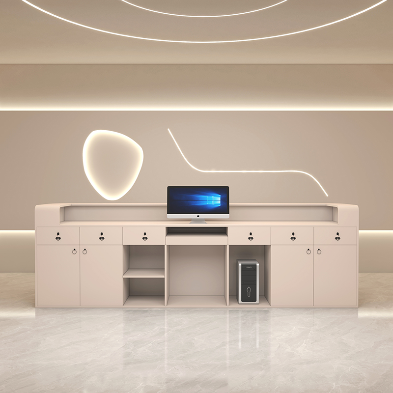 2024 Hot Luxury Beauty Salon Spa Furniture White Reception Desk Office Reception Desk LED Light Reception Desk