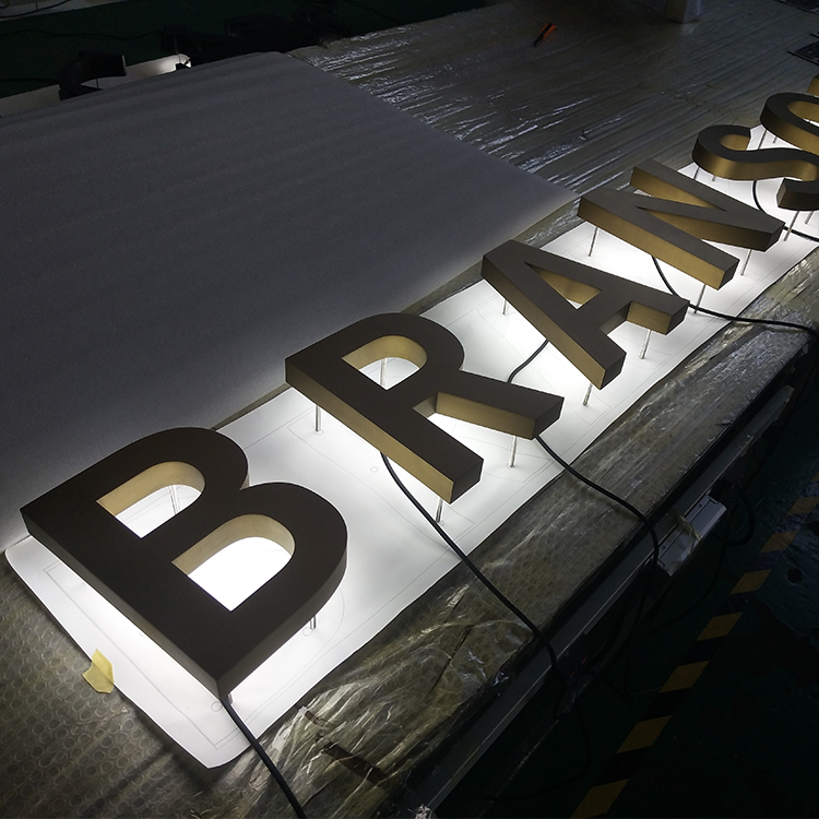 Custom Thin Metal Frame Edge Lit Acrylic LED Letter Indoor Luxury Spa Boutique Reception Wall Logo Signage