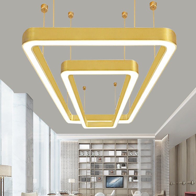 Golden Pendant Linear Ring Oval Lights for Reception, Lobby, Supermarket, Mall Engineering Projects