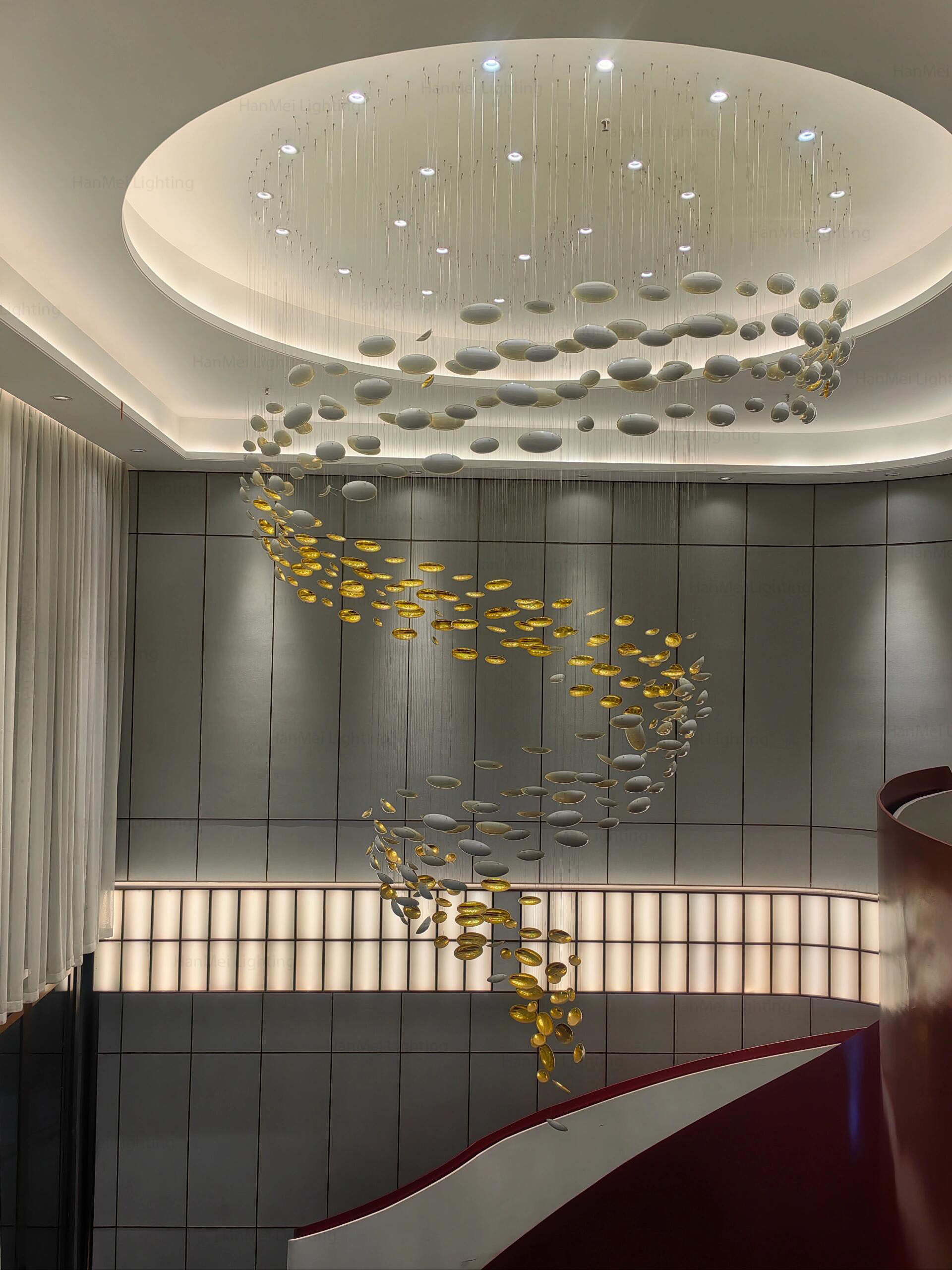 Large Modern Hotel Lobby Villa Decoration Light Glass Chandelier Creative Led Home Hanging Pendant Lamp