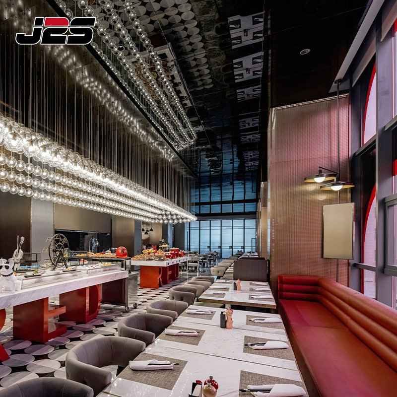 Premium Commercial Restaurant Furniture Upholstered Armchair Continuous Red Banquette Buffet Area VIP Hotel Lounge
