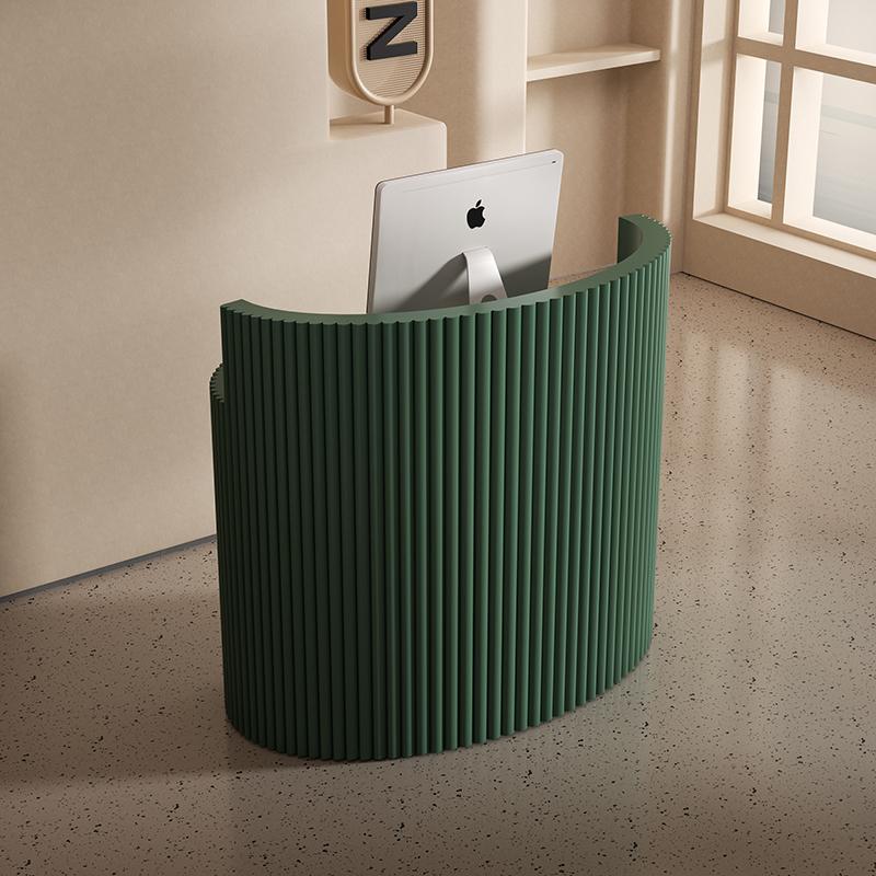 Factory Direct Sales Customizable Macaron Arc Reception Desk for Beauty Salons Hotels Malls Gyms Modern LED Light Made MDF