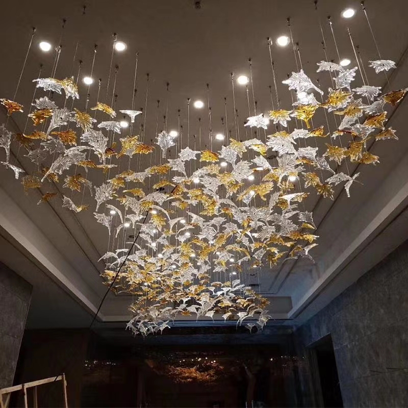 Custom Crystal Glass Engineering Chandelier for Indoor Lighting for Hotel Banquet Halls Lounges Bars Villas