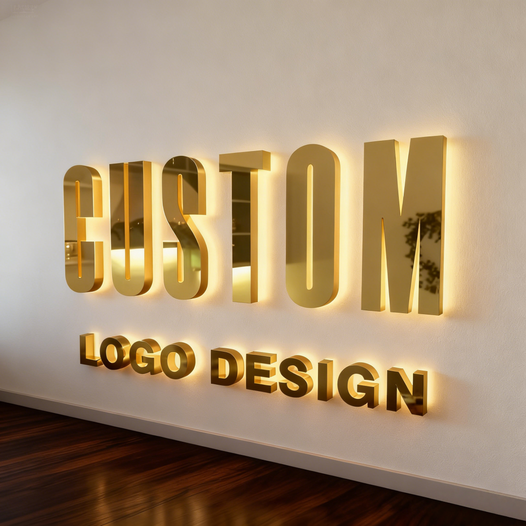 Custom Business Backlit Aluminum Sign 3D Glowing Letter Sign for Hotel Reception Office Lobby Lighting