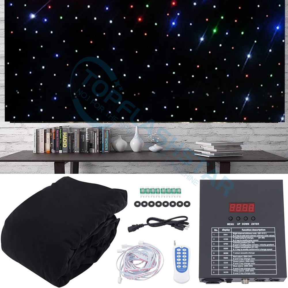 Stage Backdrops LED STAR Curtain Cloth Lights - RGBW DMX Control Double-Layer Velvet Curtain 30W for Wedding KTV Bar Photography