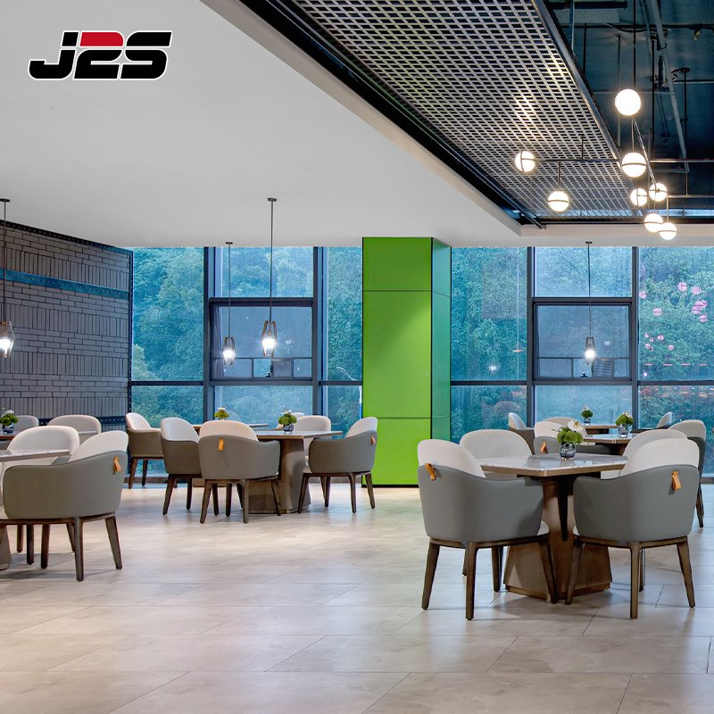 J2s Modern Restaurant Furniture Set Tables and Upholstered Chairs for Hotel Buffet Area