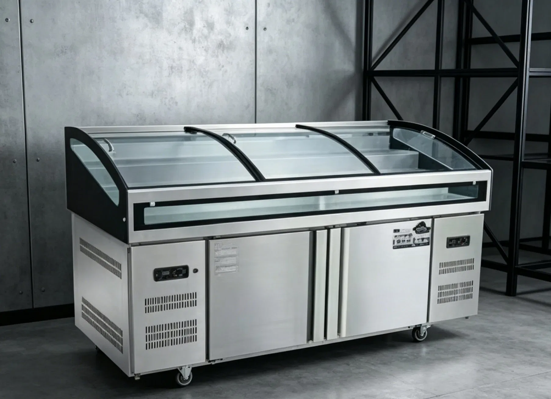 Stepped Ice Platform / Commercial Refrigerated Seafood Display Counter