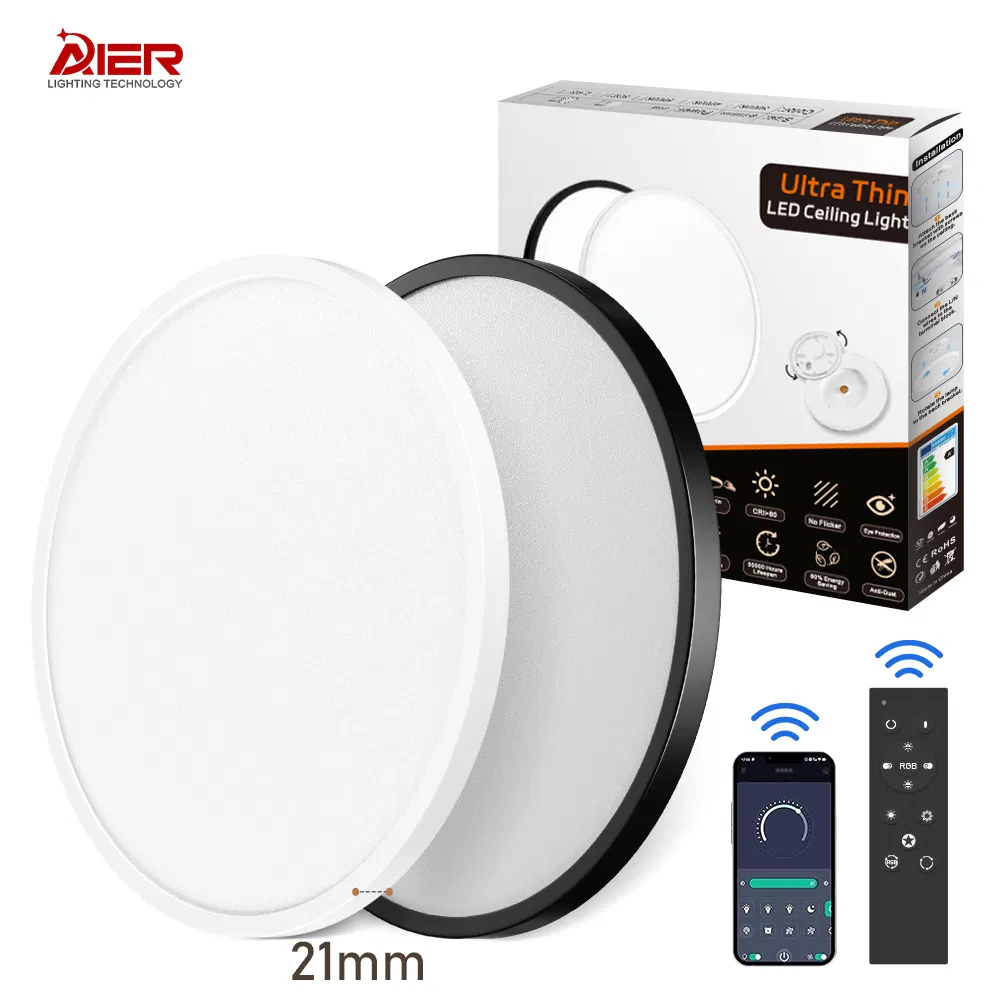 Ultra Thin 3CCT Changeable 24W 9" Slim Switch Control Round Tri-Proof Flush Mount LED Ceiling Light