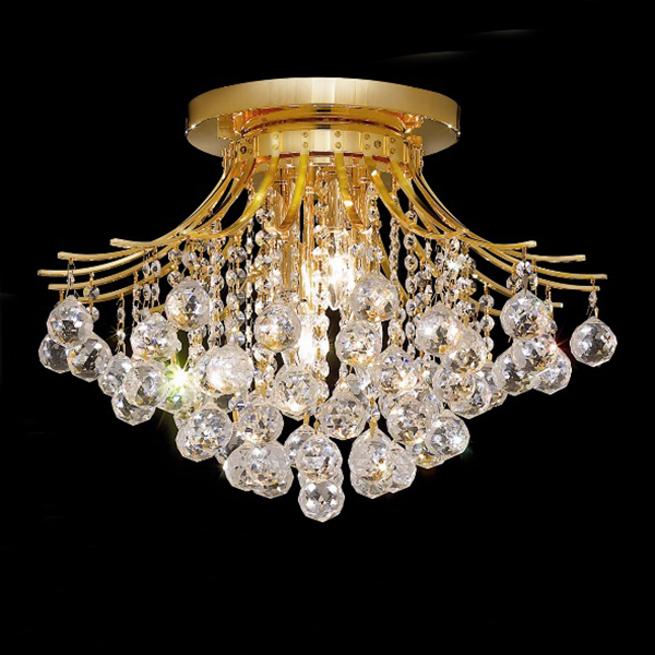 Empire Crystal Ceiling Lamp Round Chrome Gold Platd Flush Mount Chandelier Lights for Bedroom