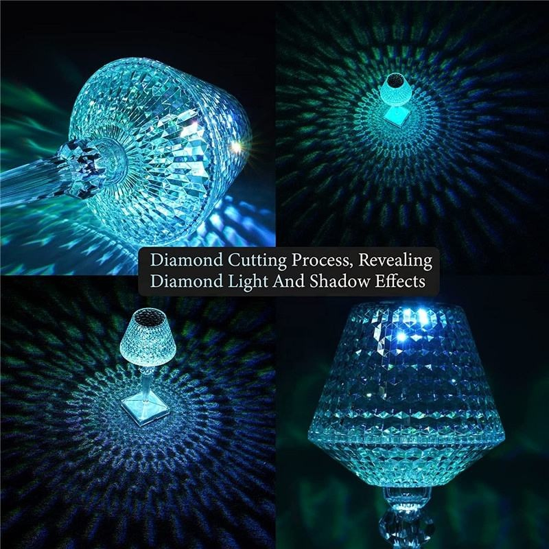 16-Color Touch Crystal Diamond Table Lamp, Romantic Bar &amp; Bedroom Decor Night Light