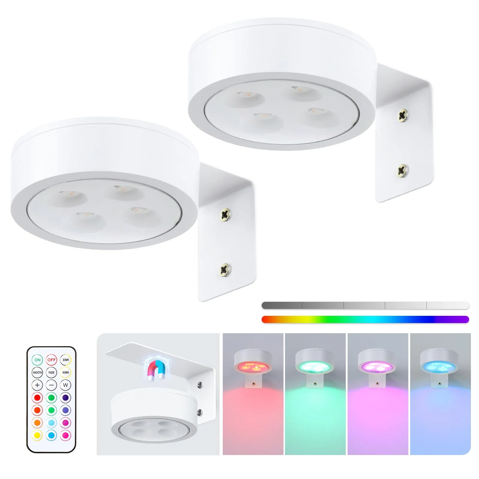 Picture Lights for Wall, 13 Color RGB Magnetic LED Art Display Light for Picture Frame, Wireless Battery Operated Painting Light with Remote Control, Party Home