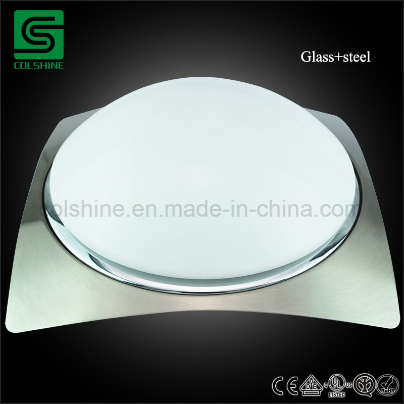 Brushed Nickel Flush Mount LED Ceiling Light with Frosted White Shade