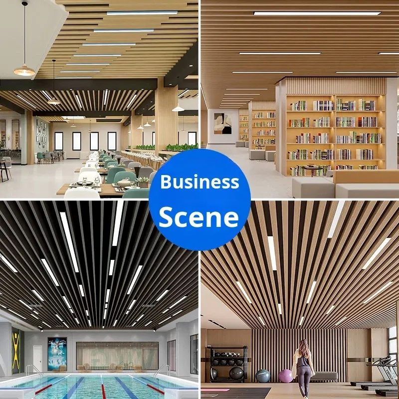 Commercial Indoor LED Batten Black Flush Mount Ceiling Pendant with Linear Light Fixture Premium Indoor Lighting