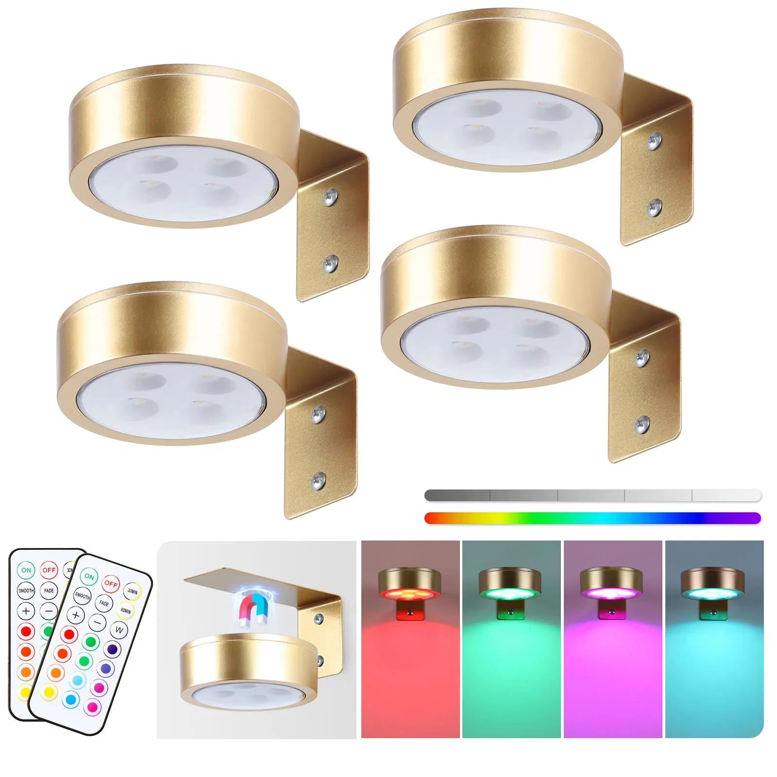 Picture Lights for Wall, 13 Color RGB Magnetic LED Art Display Light for Picture Frame, Wireless Battery Operated Painting Light with Remote Control, Party Home