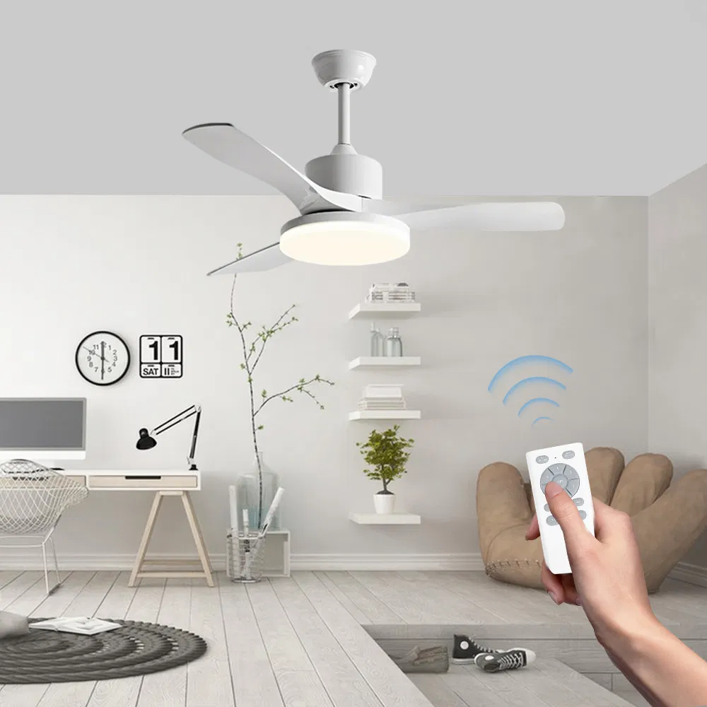 Minimalist Ceiling Fan Light, Matte White ABS Blades, Flush Mount Design