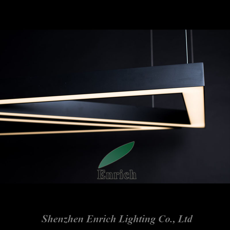 Black Aluminum-Profile Suspended LED Triangle Pendant Light with Customized Size