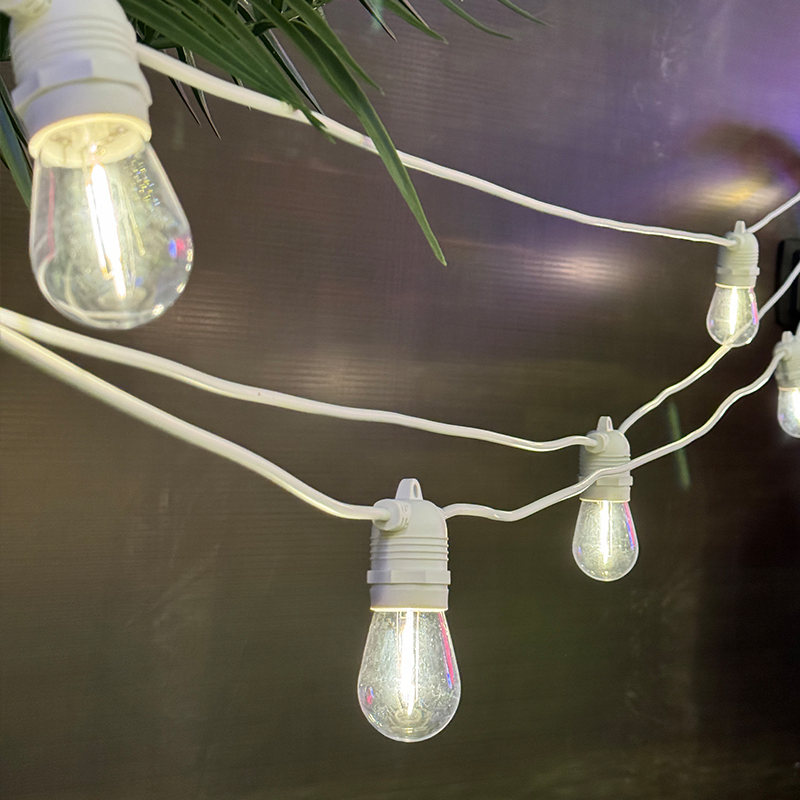 IP65 Waterproof 2*0.75mm2 PVC White Cable 10m 15m Warm White Festoon String Lights