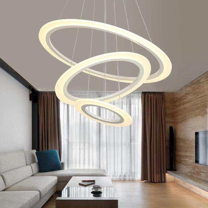 Smart WiFi APP Control Modern Ceiling Lamp Remote Control Decorative Loft Ceiling Light CCT Dimming Aluminum Acrylic Chandelier Simple LED Pendant Light