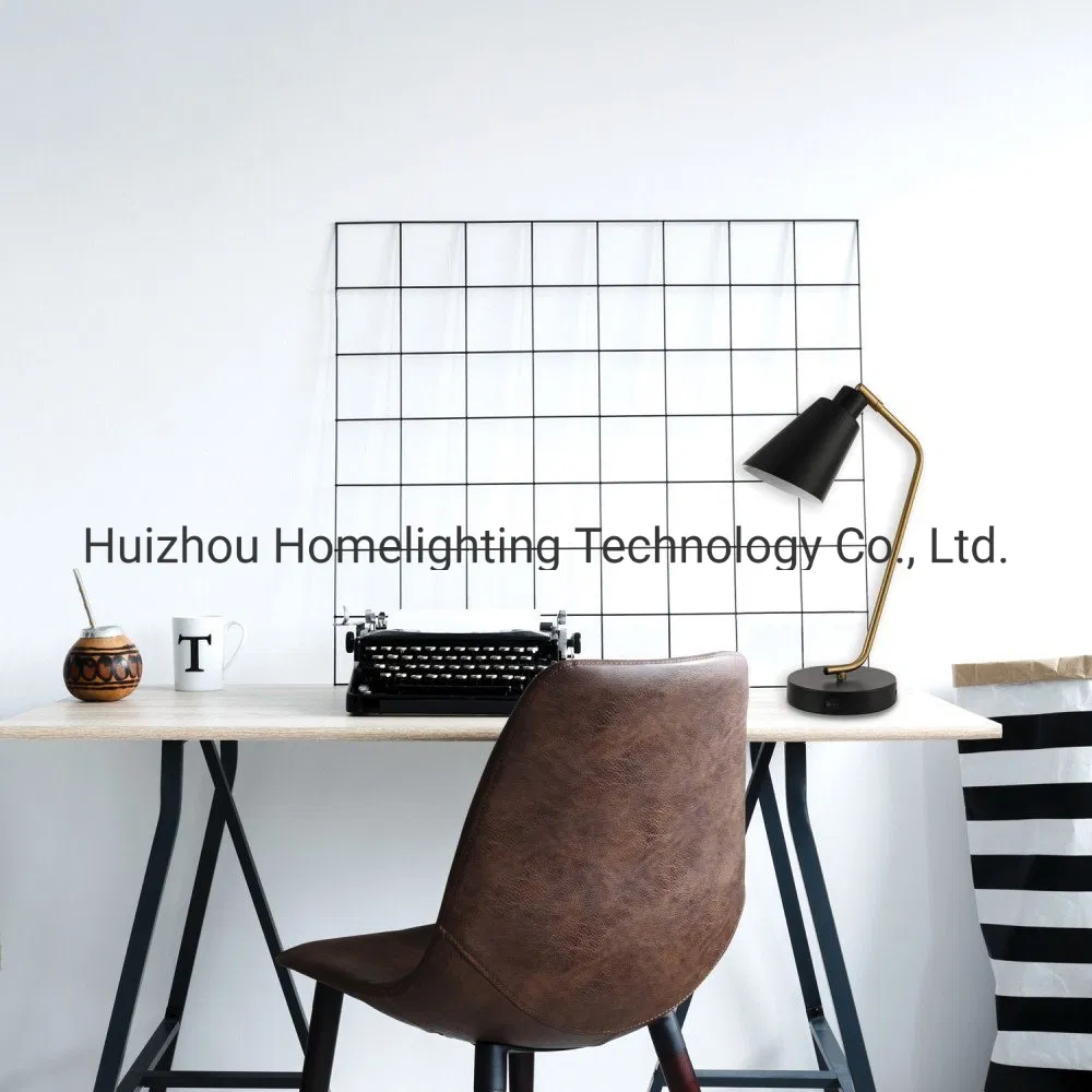 Jlt-9411 Matte Black Antique Brass Accent Task Table Lamp