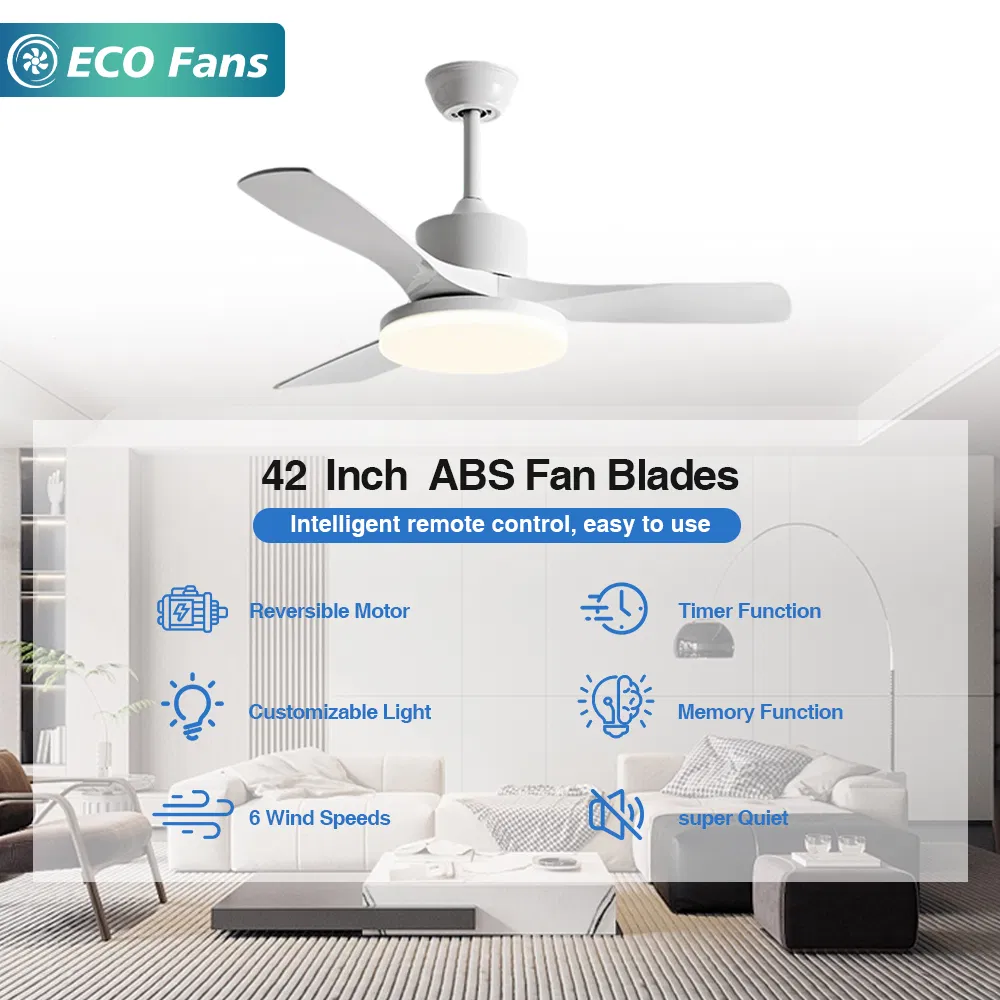 Minimalist Ceiling Fan Light, Matte White ABS Blades, Flush Mount Design