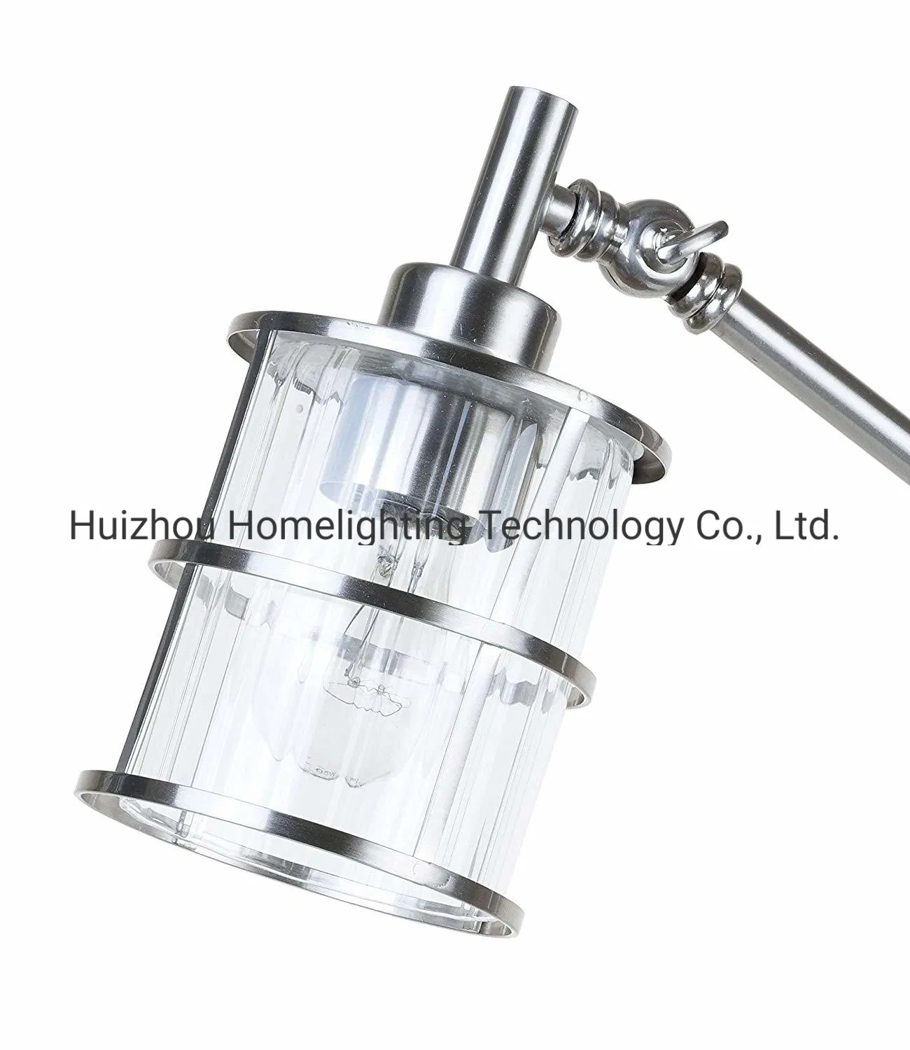 Jlt-Ht10 Ribbed Cleat Glass Shade Adjustable Task Desk Lamp with Power Outlet on Base