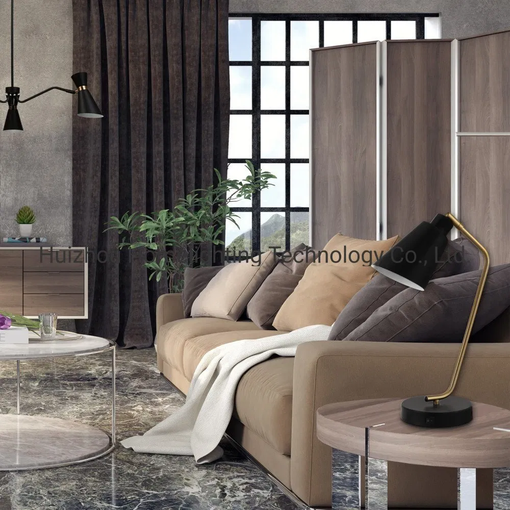 Jlt-9411 Matte Black Antique Brass Accent Task Table Lamp