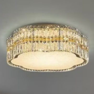 French Modern Luxury Flush Mount Romantic Flower Round Ceiling Lamp Home Decoration Gold Kitchen Living Room Bedroom K9 Crystal Ceiling Light (ZY-X001)
