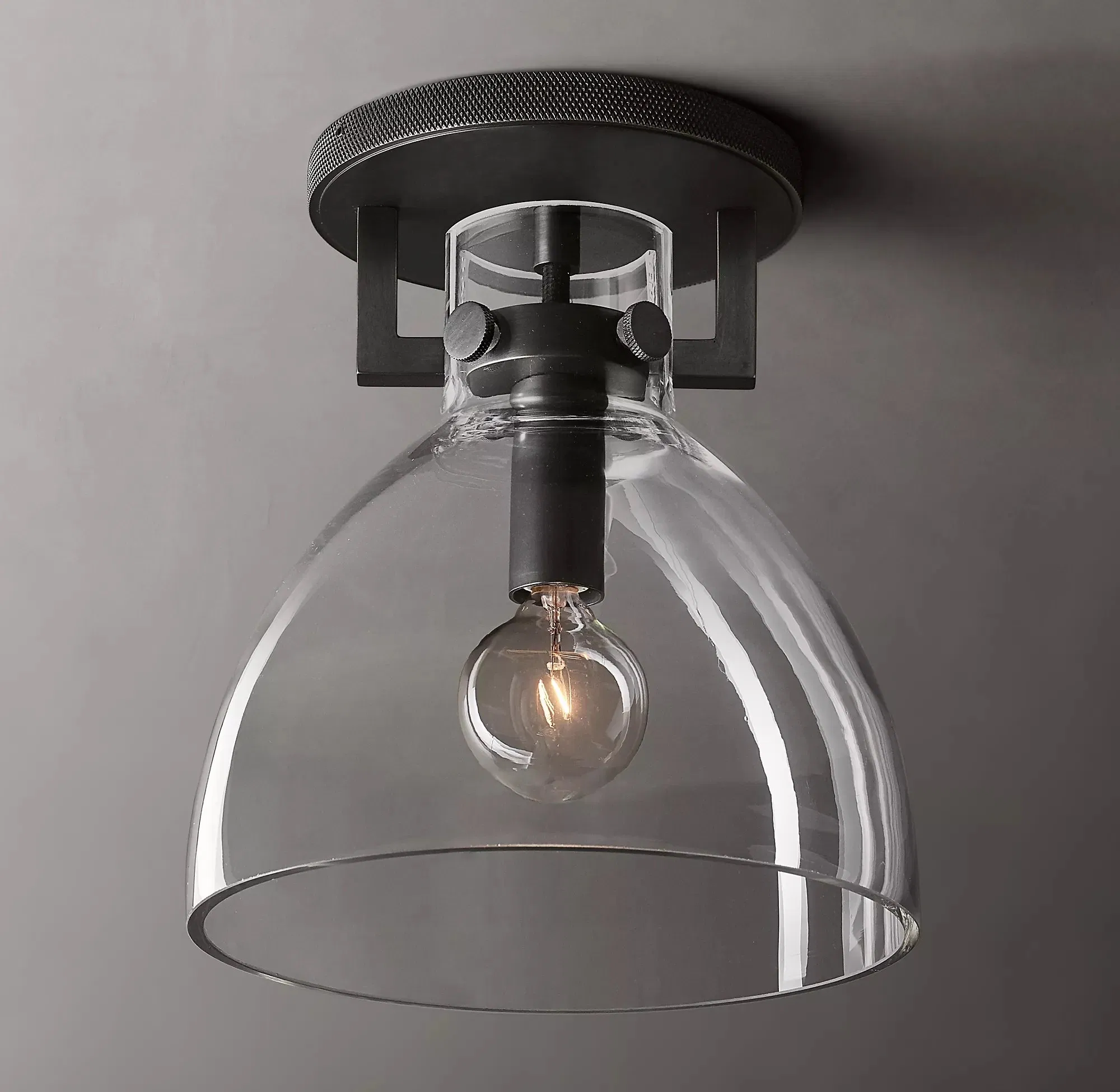 Factory Flush Mount Ceiling Lamp Modern Panel Light Dining Room Machinist Glass Funnel Flushmount